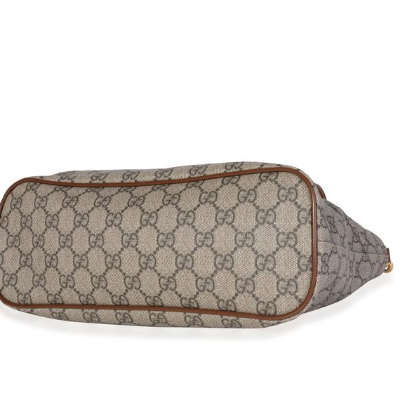Gucci Brown Leather & GG Supreme Convertible Tote - Picture 6 of 7